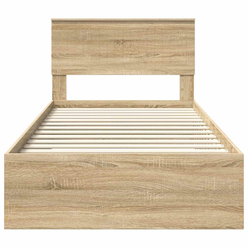 vidaXL Ramka łóżka Dąb Sonoma 100 x 200 cm Materiał drewnopochodny