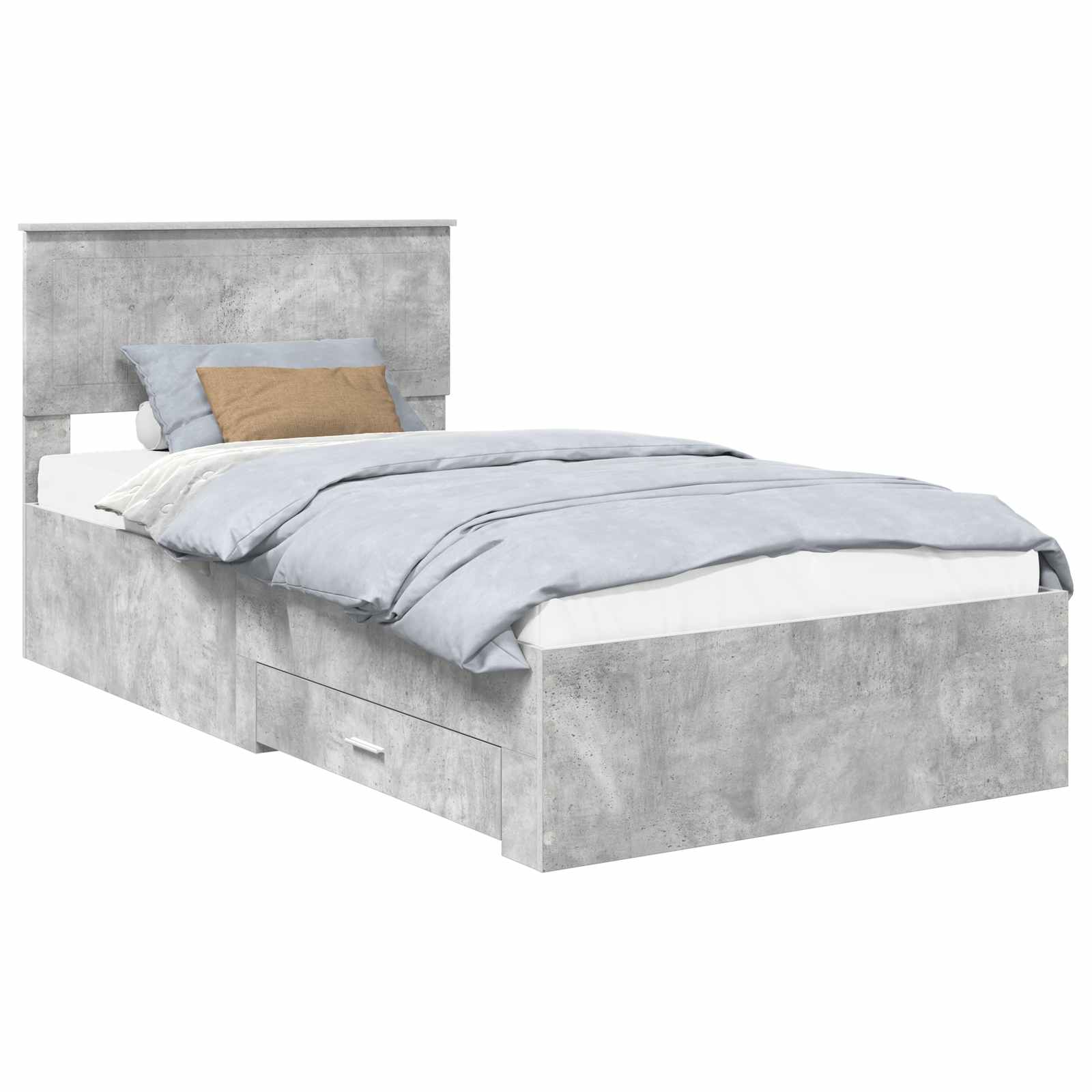 vidaXL Ramka łóżka Betonowy szary 100 x 200 cm Materiał drewnopochodny