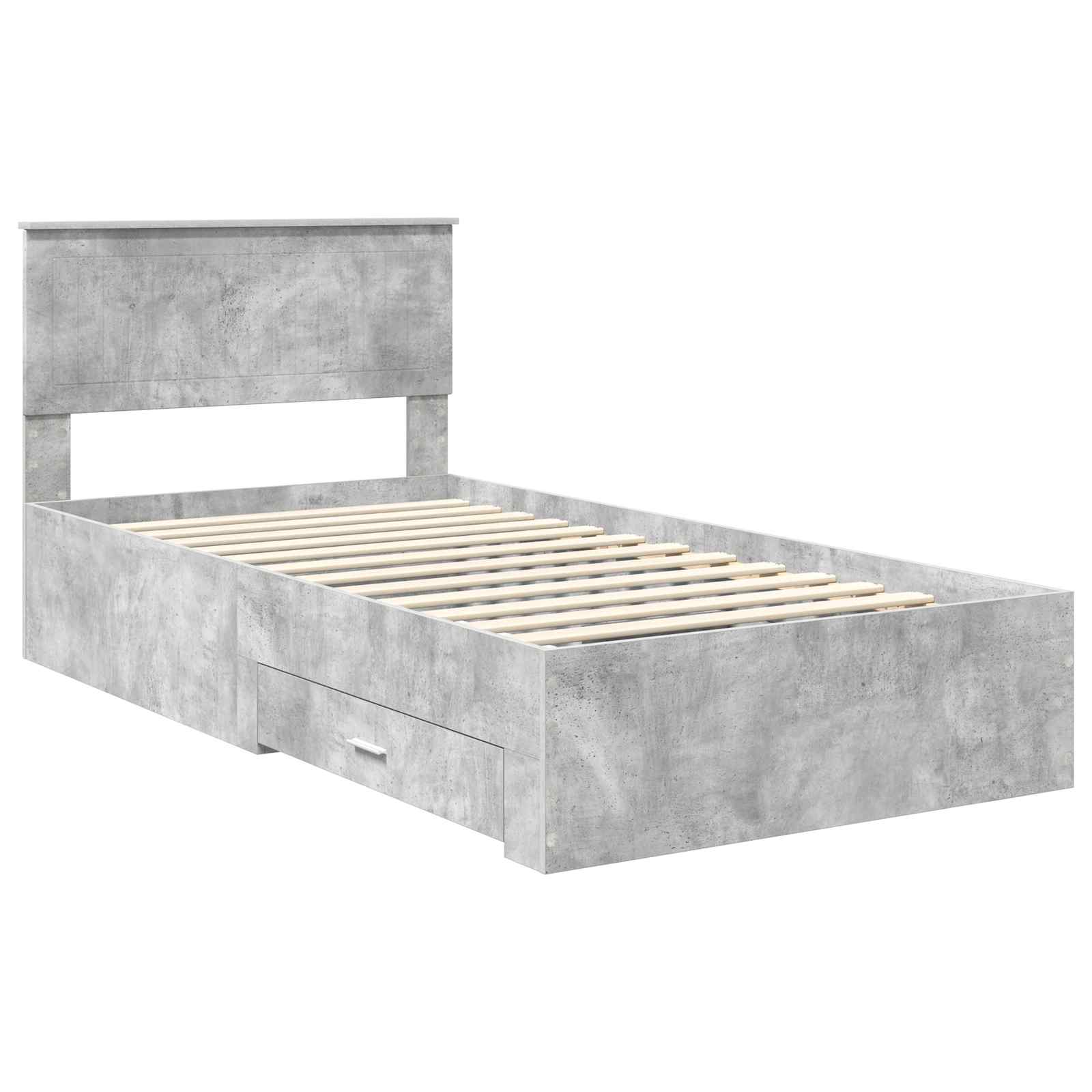 vidaXL Ramka łóżka Betonowy szary 100 x 200 cm Materiał drewnopochodny