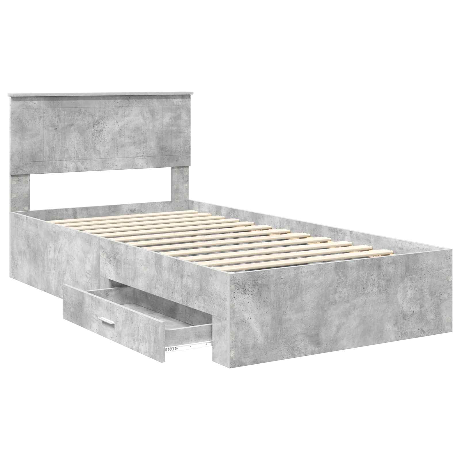 vidaXL Ramka łóżka Betonowy szary 100 x 200 cm Materiał drewnopochodny