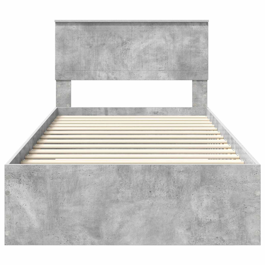 vidaXL Ramka łóżka Betonowy szary 100 x 200 cm Materiał drewnopochodny