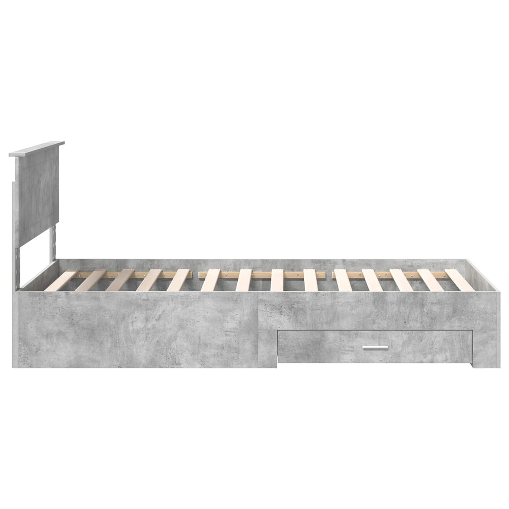 vidaXL Ramka łóżka Betonowy szary 100 x 200 cm Materiał drewnopochodny