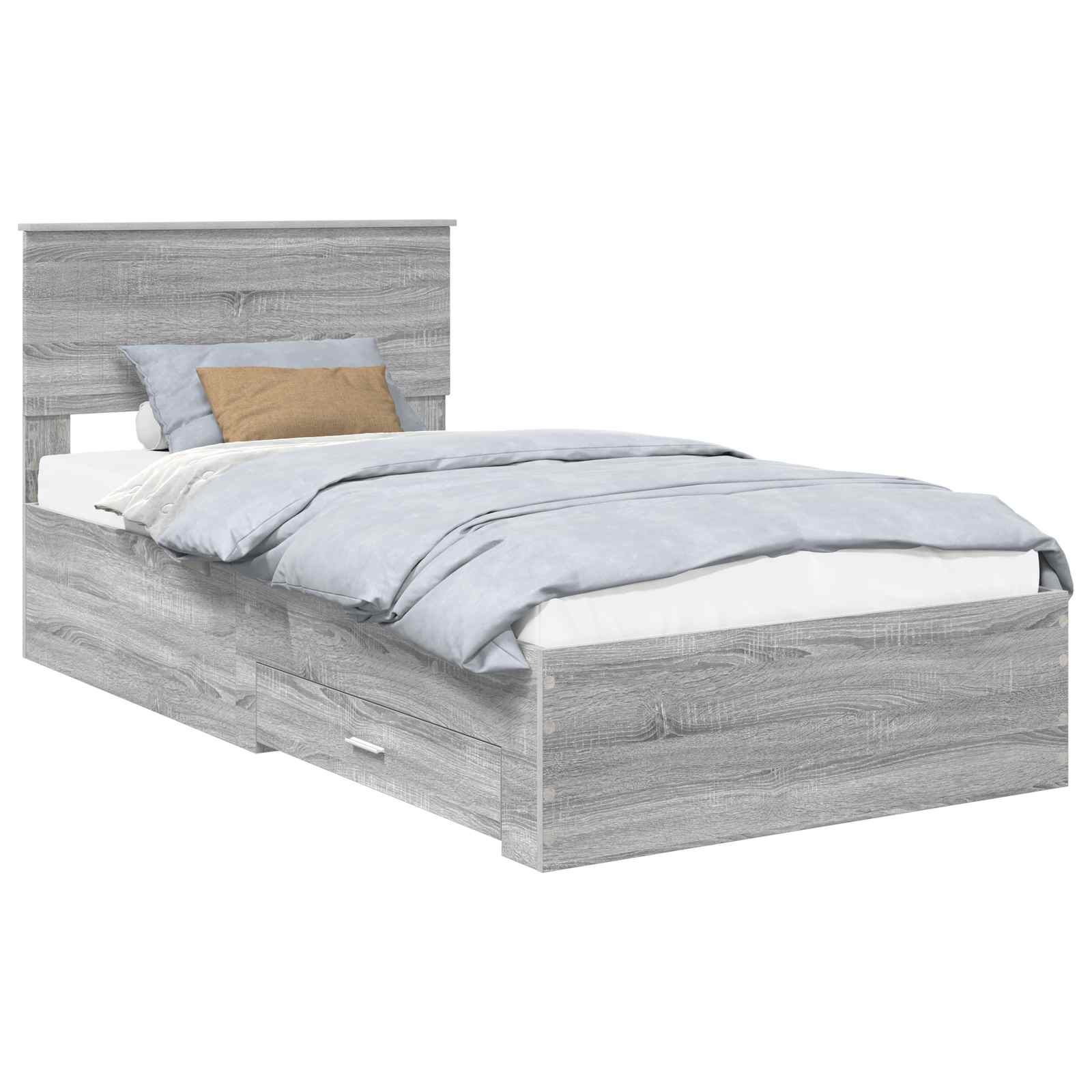 vidaXL Ramka łóżka Szary Sonoma 100 x 200 cm Materiał drewnopochodny