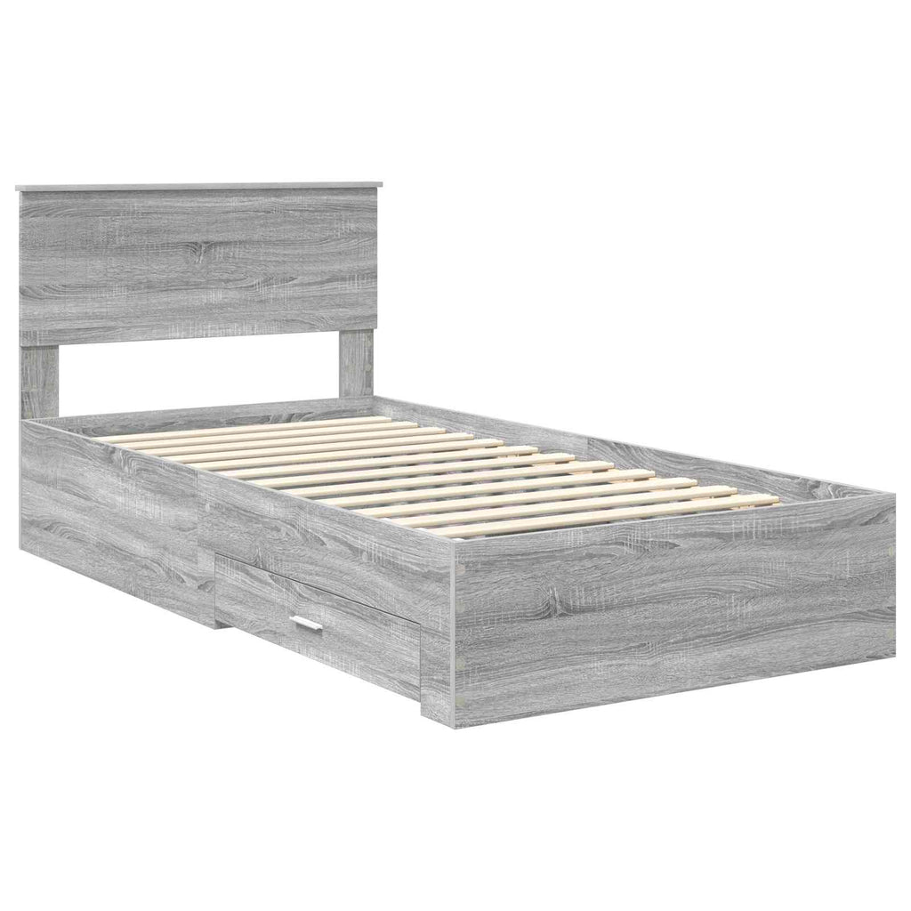 vidaXL Ramka łóżka Szary Sonoma 100 x 200 cm Materiał drewnopochodny