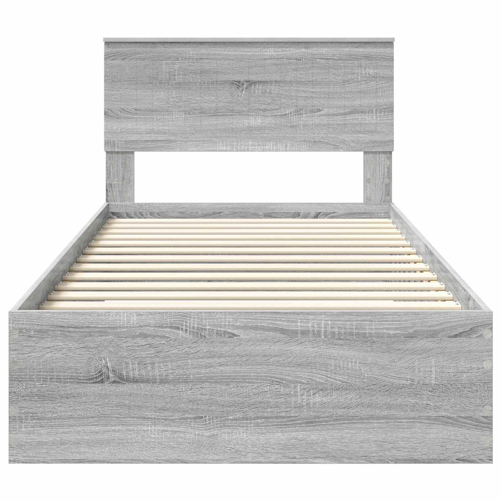 vidaXL Ramka łóżka Szary Sonoma 100 x 200 cm Materiał drewnopochodny