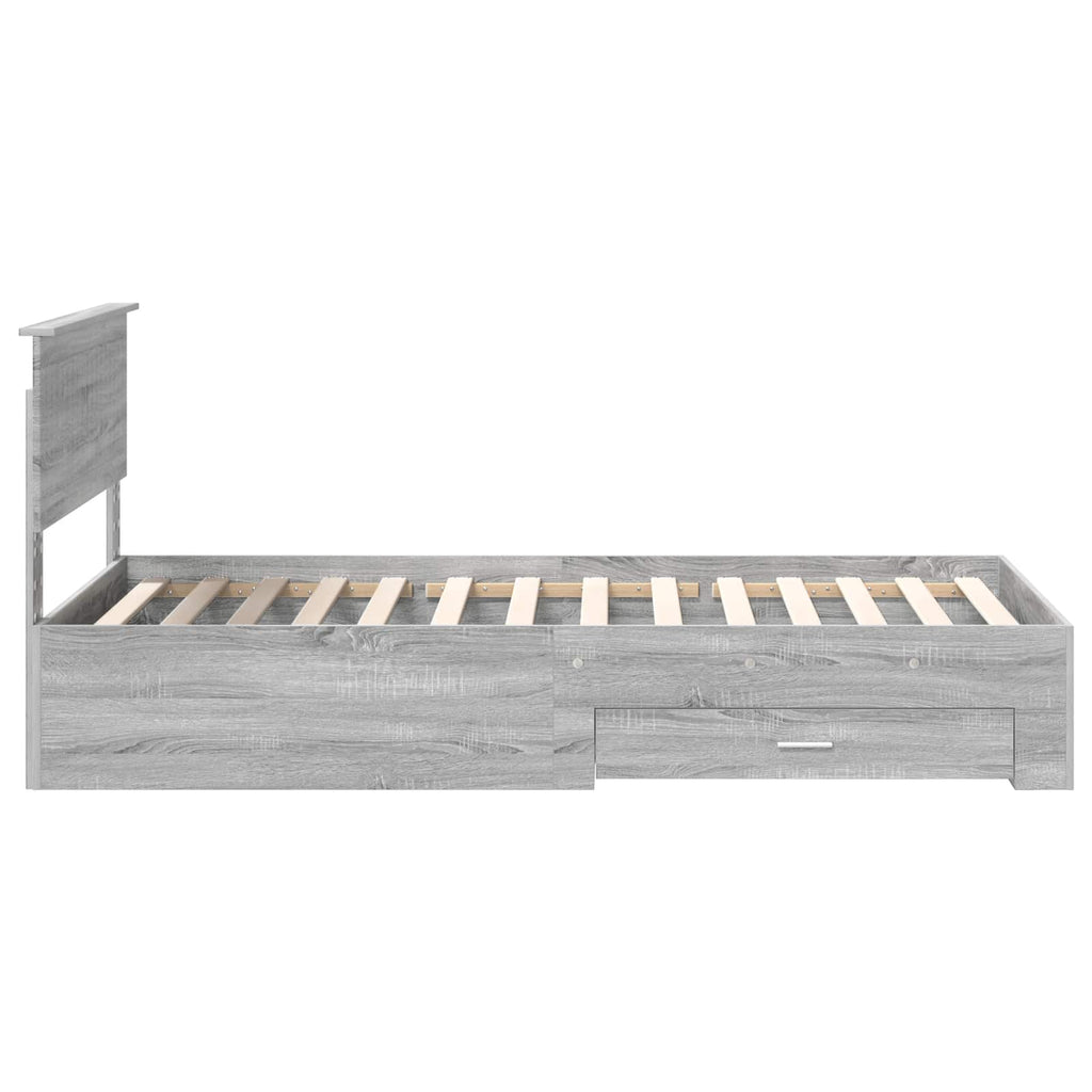 vidaXL Ramka łóżka Szary Sonoma 100 x 200 cm Materiał drewnopochodny