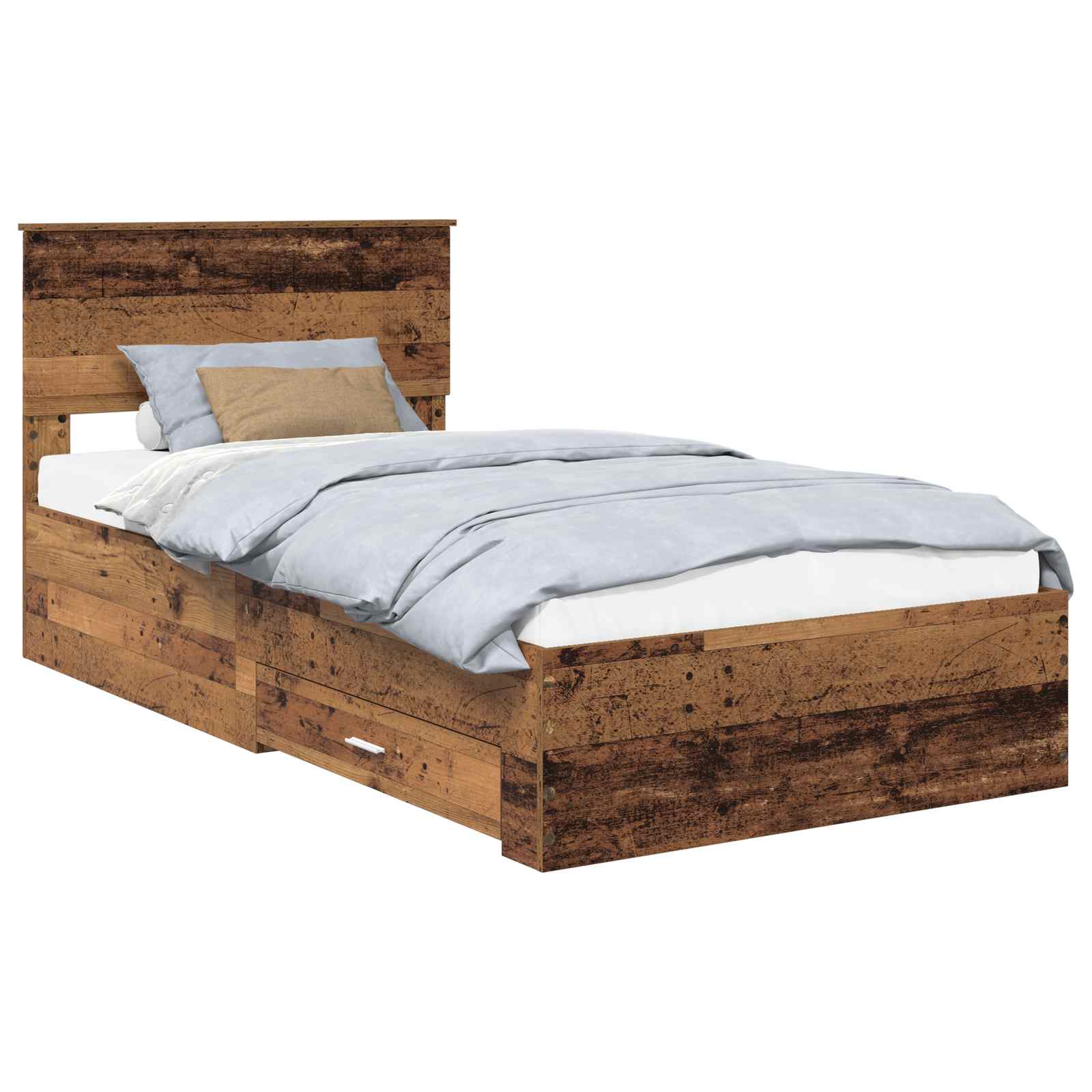 vidaXL Ramka łóżka Stare drewno 100 x 200 cm Materiał drewnopochodny