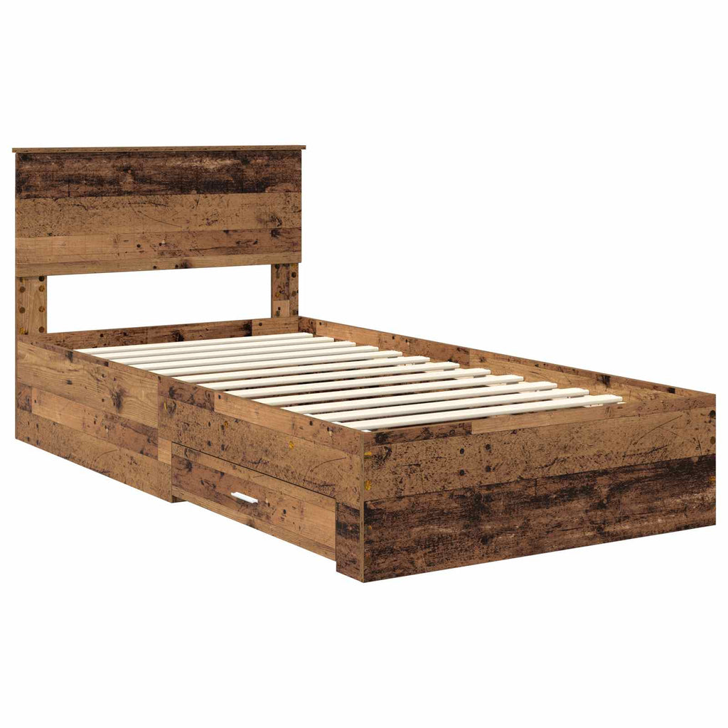 vidaXL Ramka łóżka Stare drewno 100 x 200 cm Materiał drewnopochodny