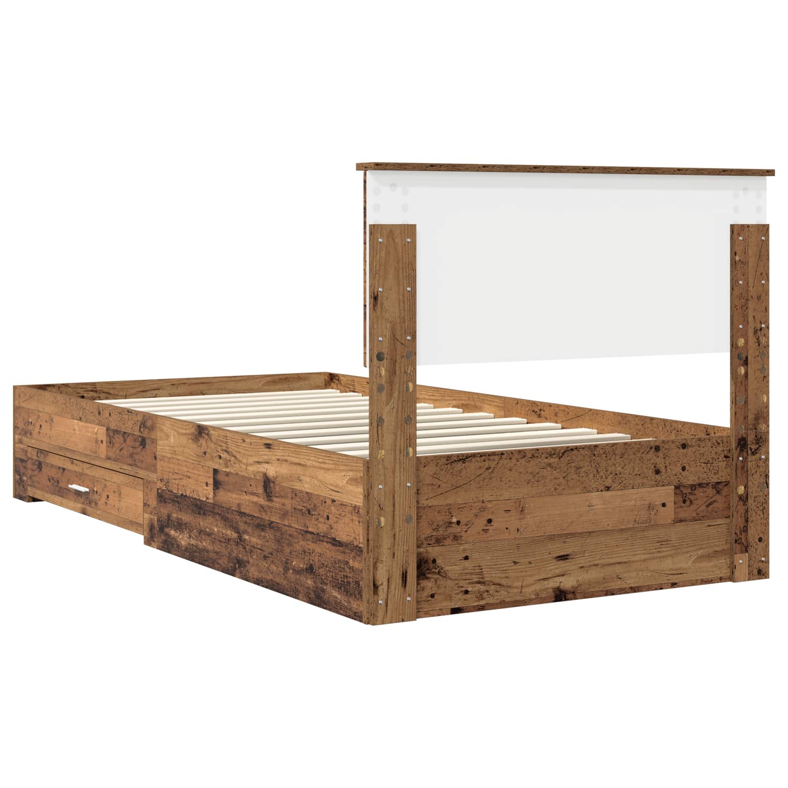 vidaXL Ramka łóżka Stare drewno 100 x 200 cm Materiał drewnopochodny
