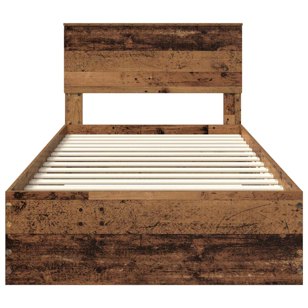 vidaXL Ramka łóżka Stare drewno 100 x 200 cm Materiał drewnopochodny