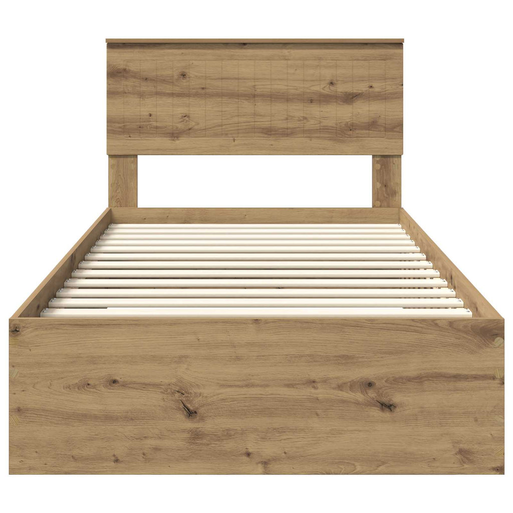 vidaXL Ramka łóżka Z zagłówkiem Dąb rzemieślniczy 100 x 200 cm