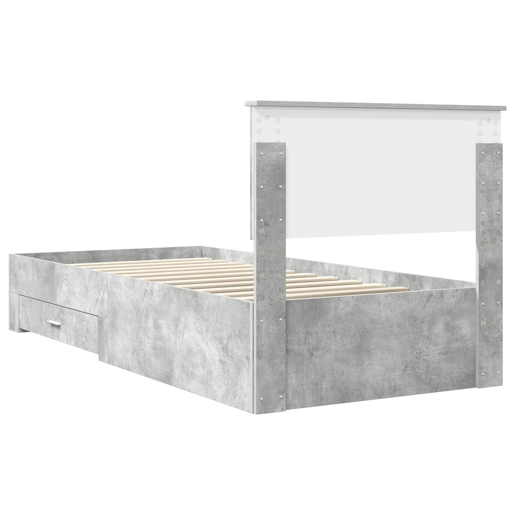 vidaXL Ramka łóżka Betonowy szary 90 x 200 cm Materiał drewnopochodny