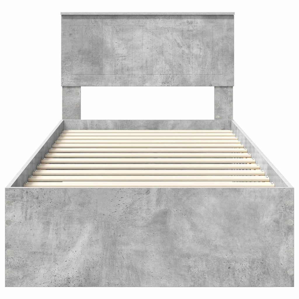 vidaXL Ramka łóżka Betonowy szary 90 x 200 cm Materiał drewnopochodny