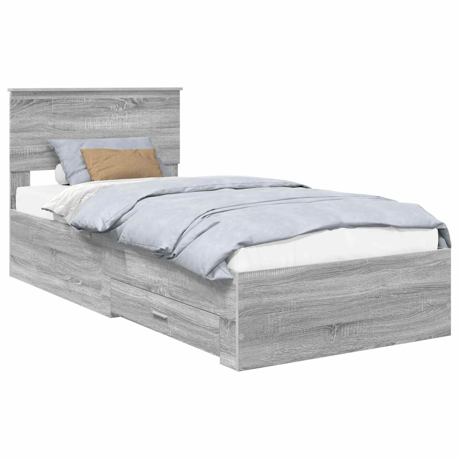 vidaXL Ramka łóżka Szary Sonoma 90 x 200 cm Materiał drewnopochodny