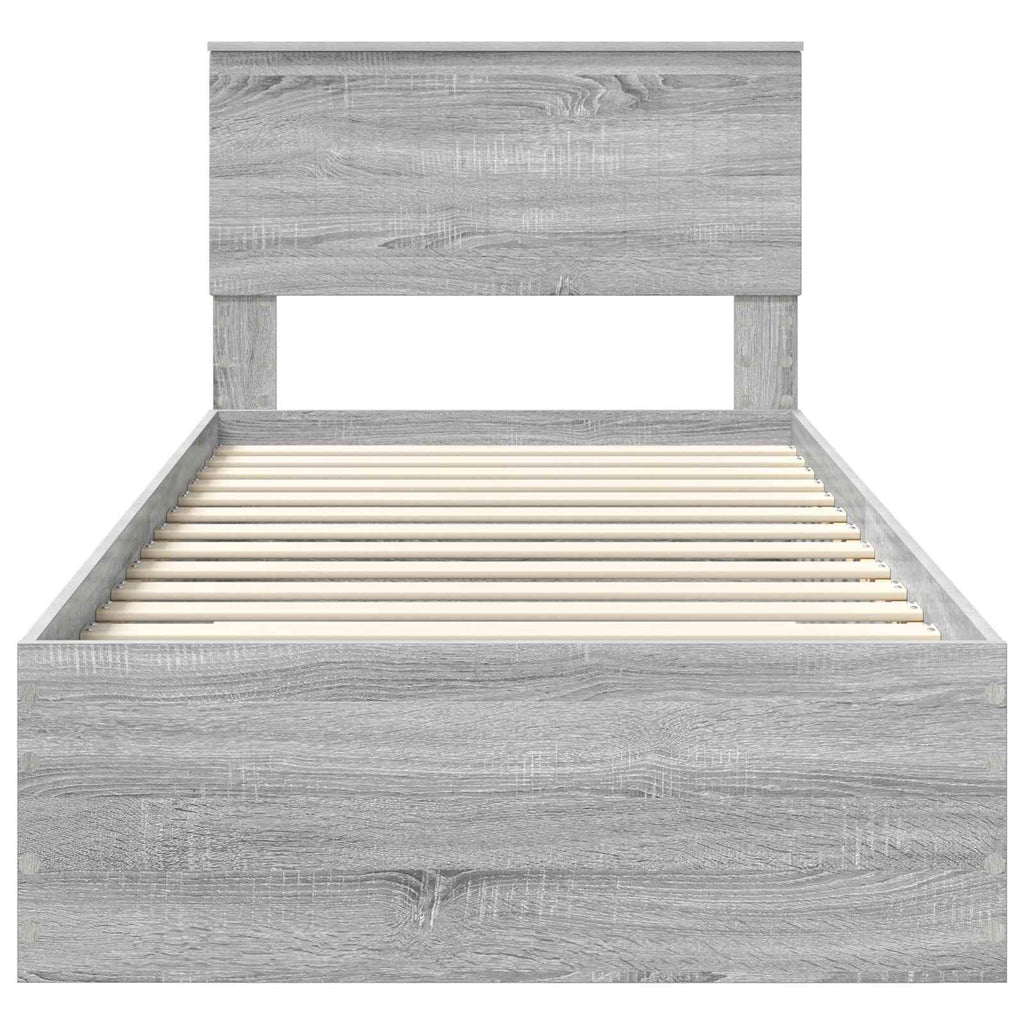 vidaXL Ramka łóżka Szary Sonoma 90 x 200 cm Materiał drewnopochodny