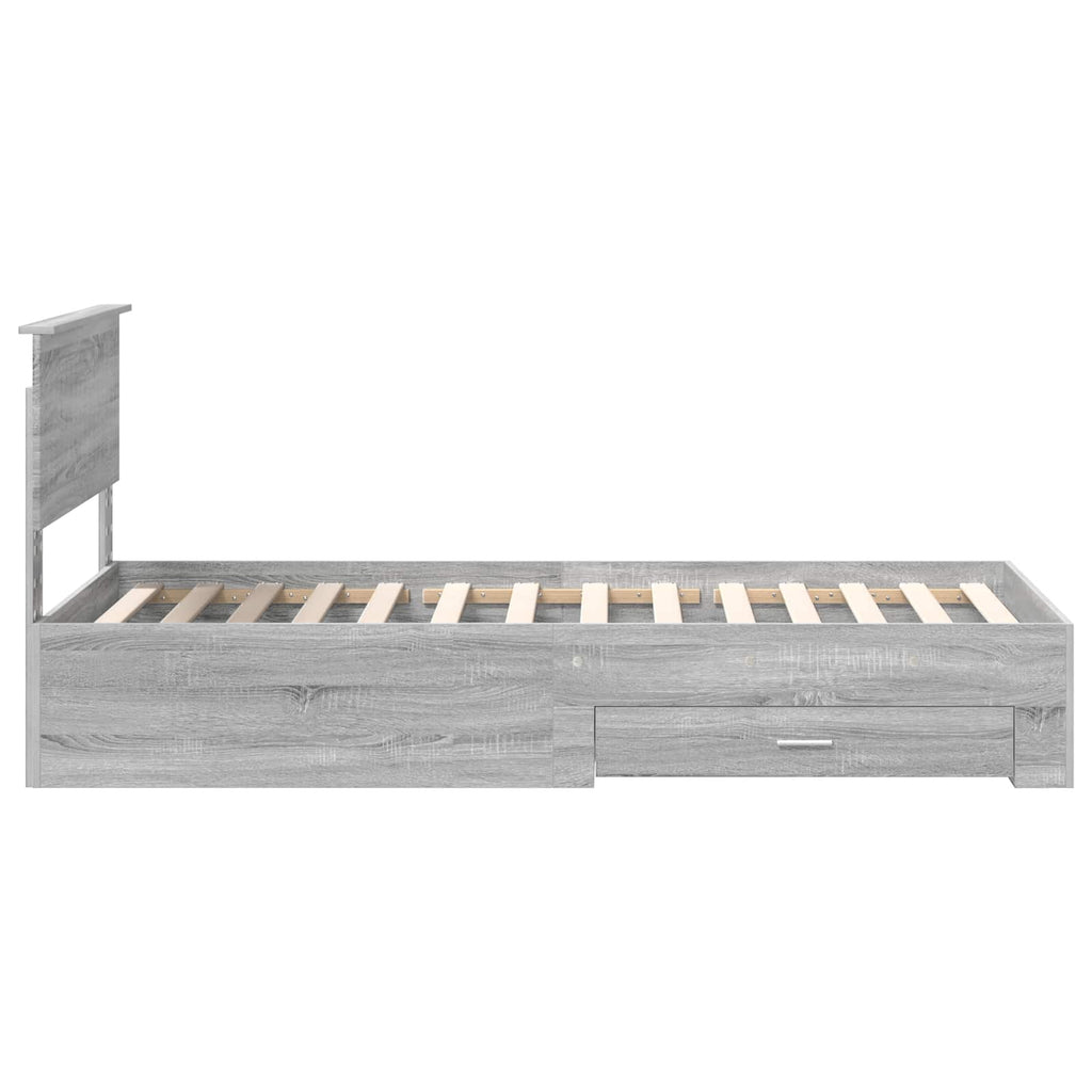 vidaXL Ramka łóżka Szary Sonoma 90 x 200 cm Materiał drewnopochodny