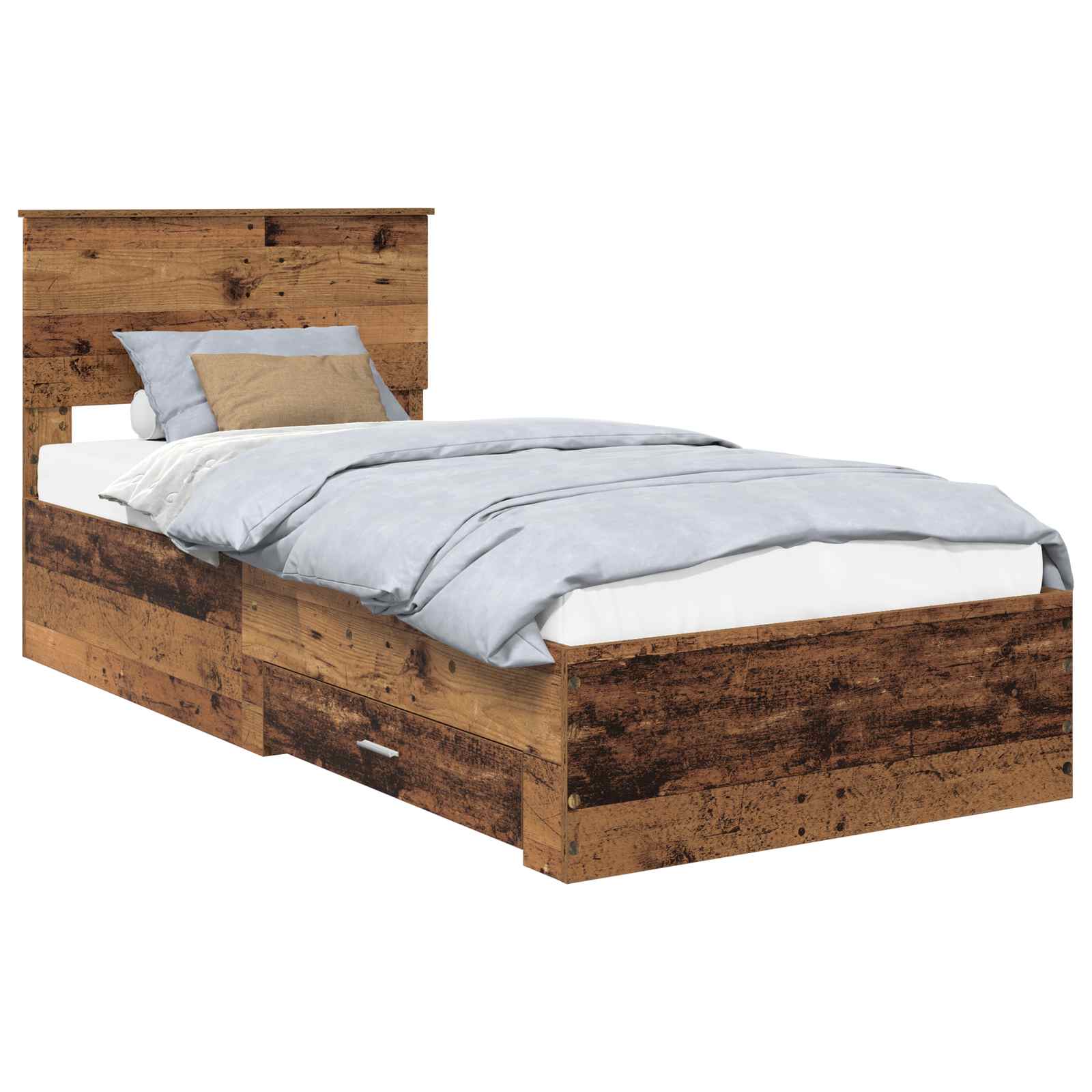 vidaXL Ramka łóżka Stare drewno 90 x 200 cm Materiał drewnopochodny