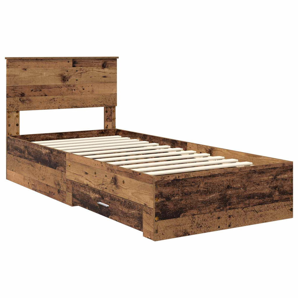 vidaXL Ramka łóżka Stare drewno 90 x 200 cm Materiał drewnopochodny