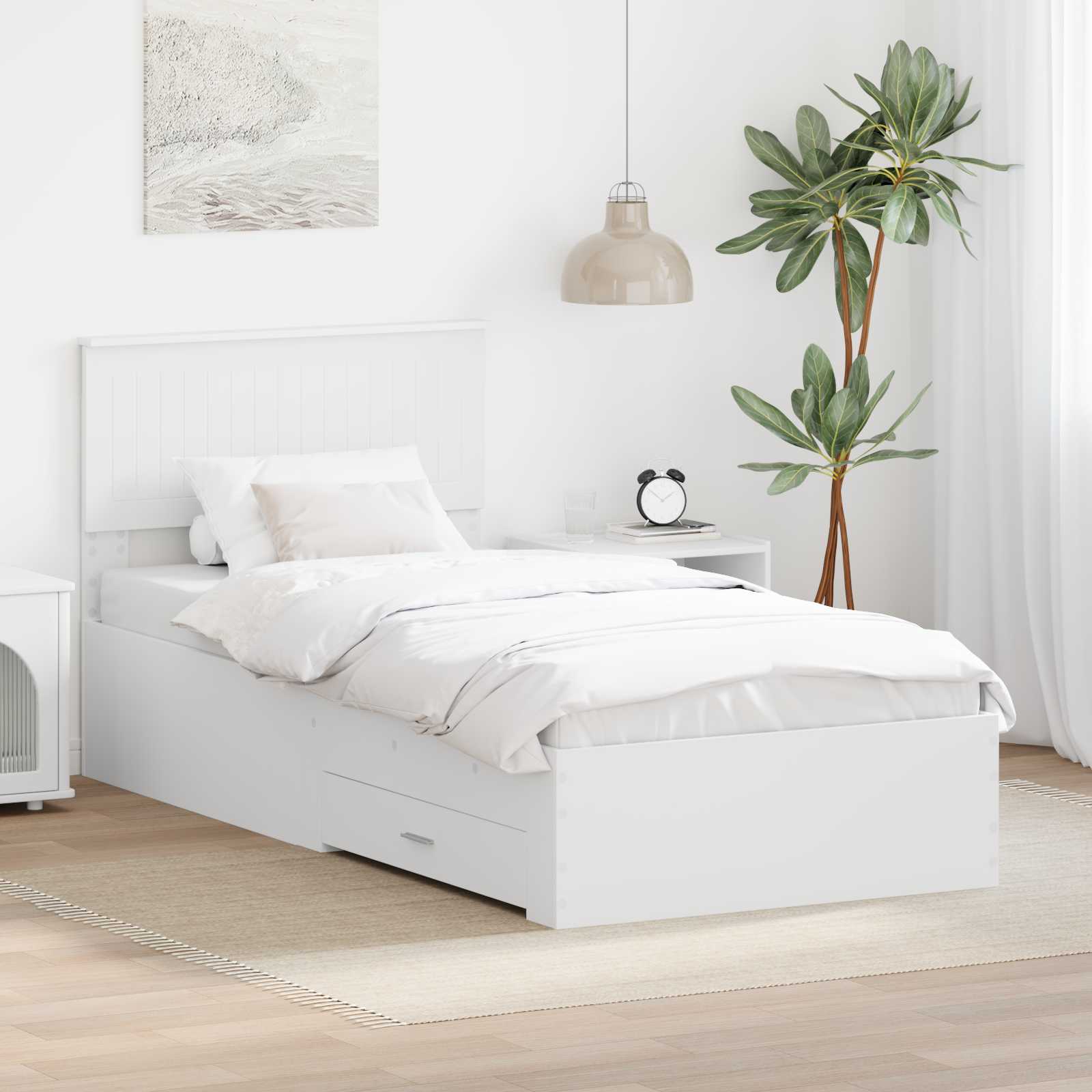 vidaXL Ramka łóżka Biały 90 x 190 cm Materiał drewnopochodny