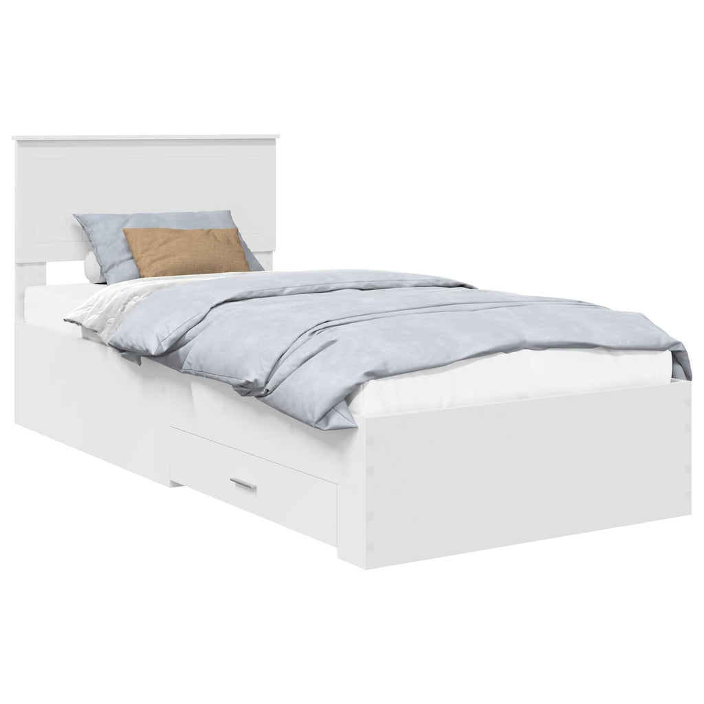 vidaXL Ramka łóżka Biały 90 x 190 cm Materiał drewnopochodny