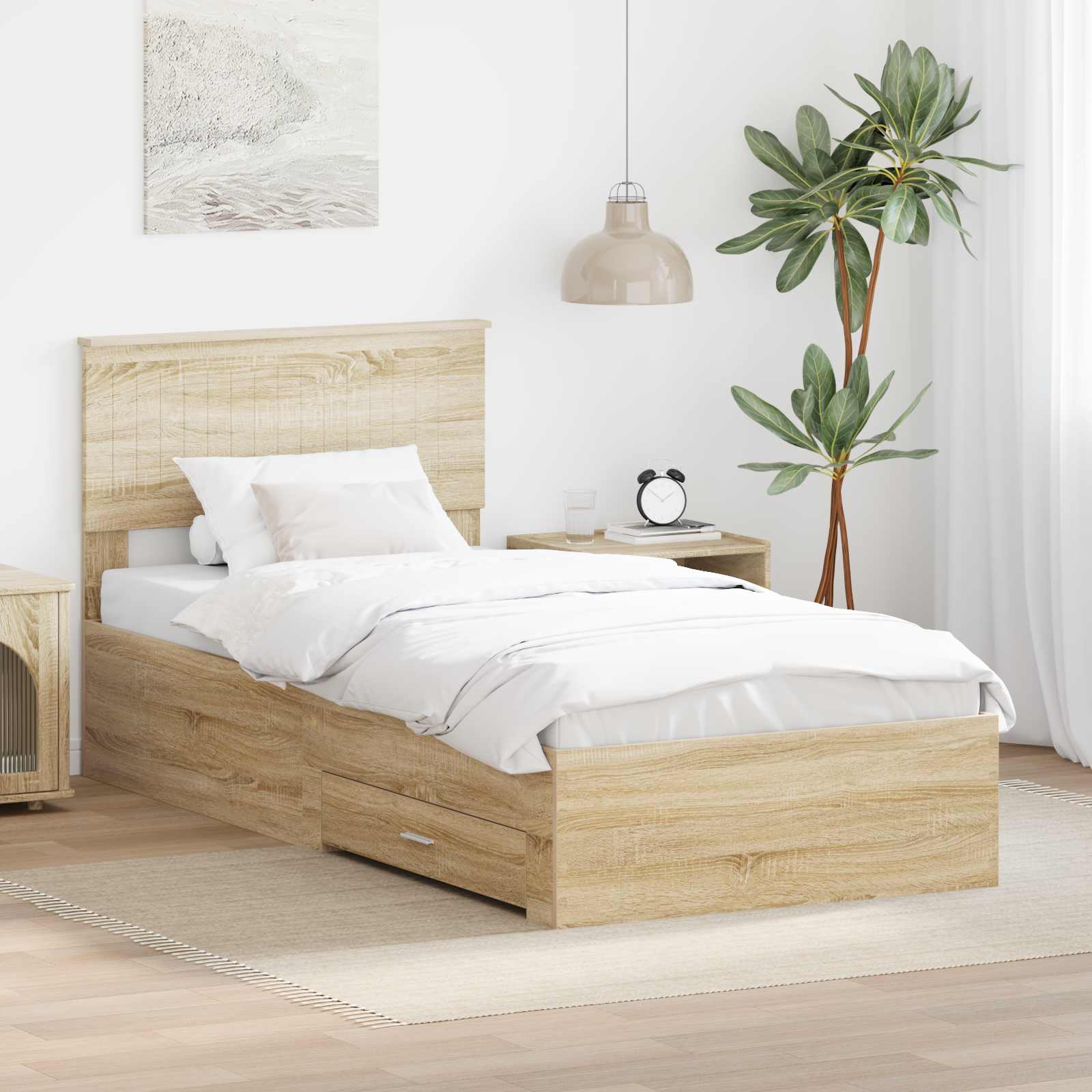 vidaXL Ramka łóżka Dąb Sonoma 90 x 190 cm Materiał drewnopochodny