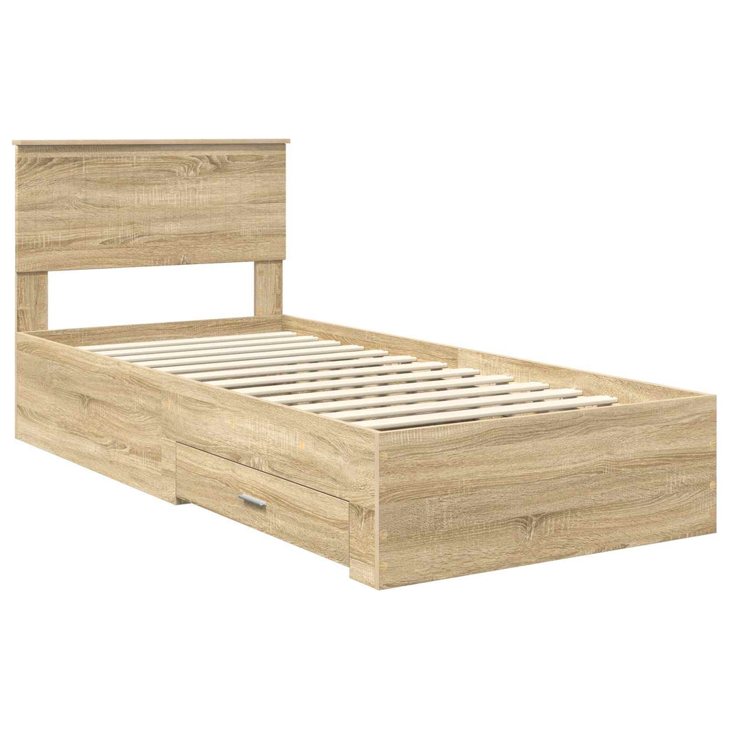 vidaXL Ramka łóżka Dąb Sonoma 90 x 190 cm Materiał drewnopochodny