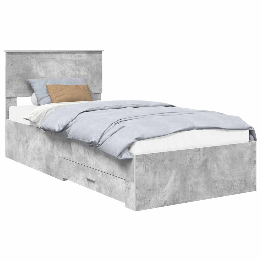 vidaXL Ramka łóżka Betonowy szary 90 x 190 cm Materiał drewnopochodny