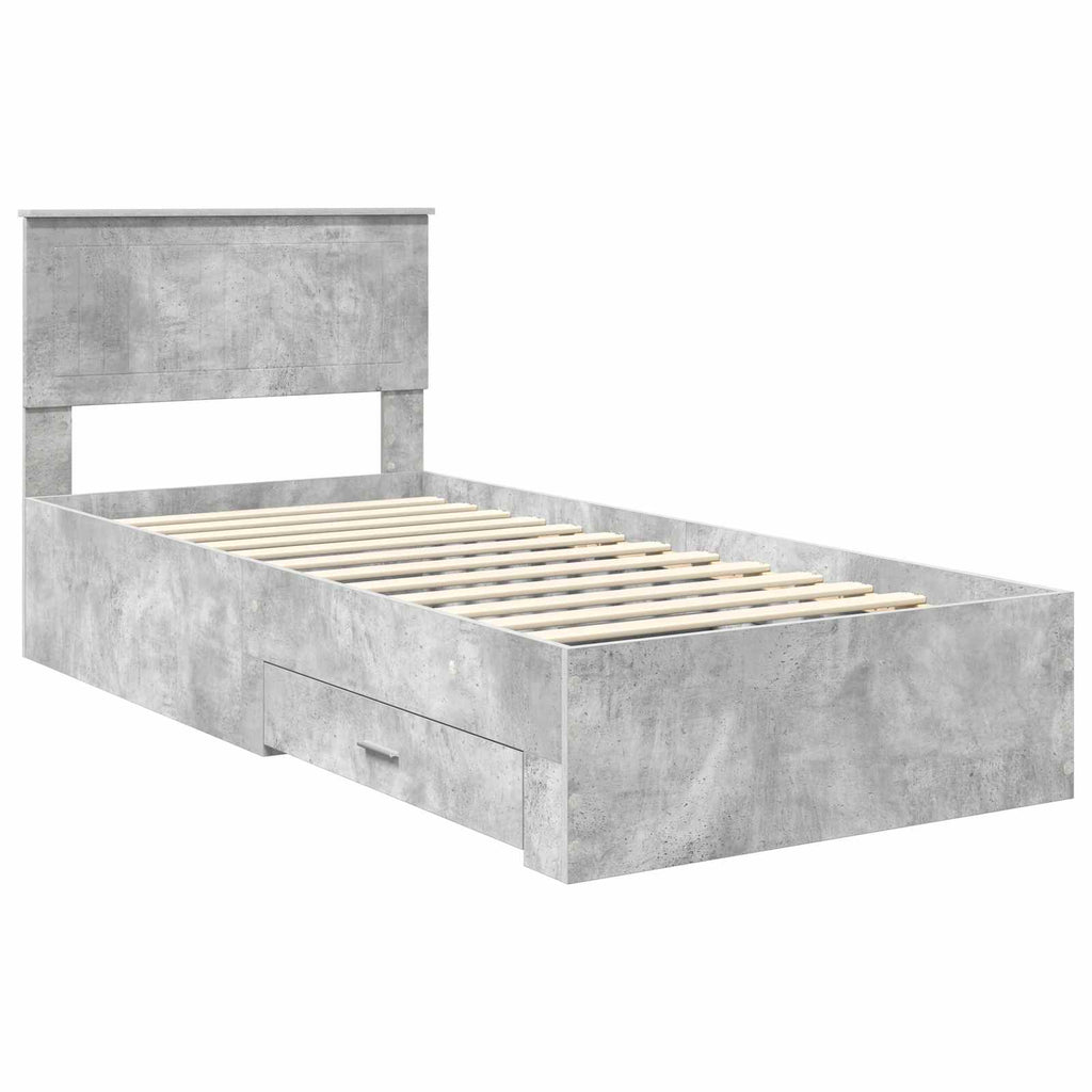 vidaXL Ramka łóżka Betonowy szary 90 x 190 cm Materiał drewnopochodny