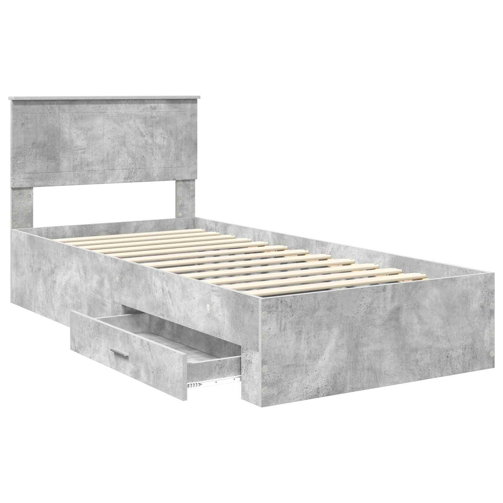 vidaXL Ramka łóżka Betonowy szary 90 x 190 cm Materiał drewnopochodny
