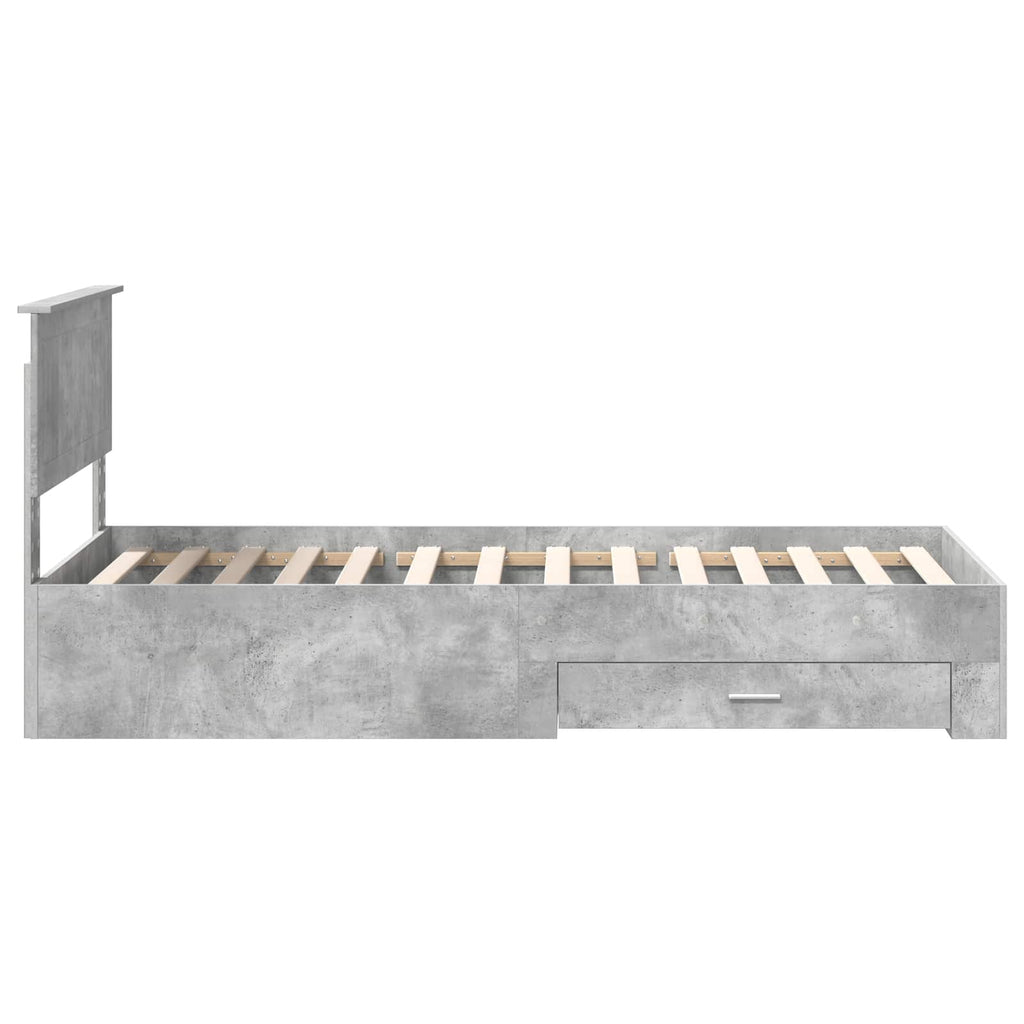 vidaXL Ramka łóżka Betonowy szary 90 x 190 cm Materiał drewnopochodny