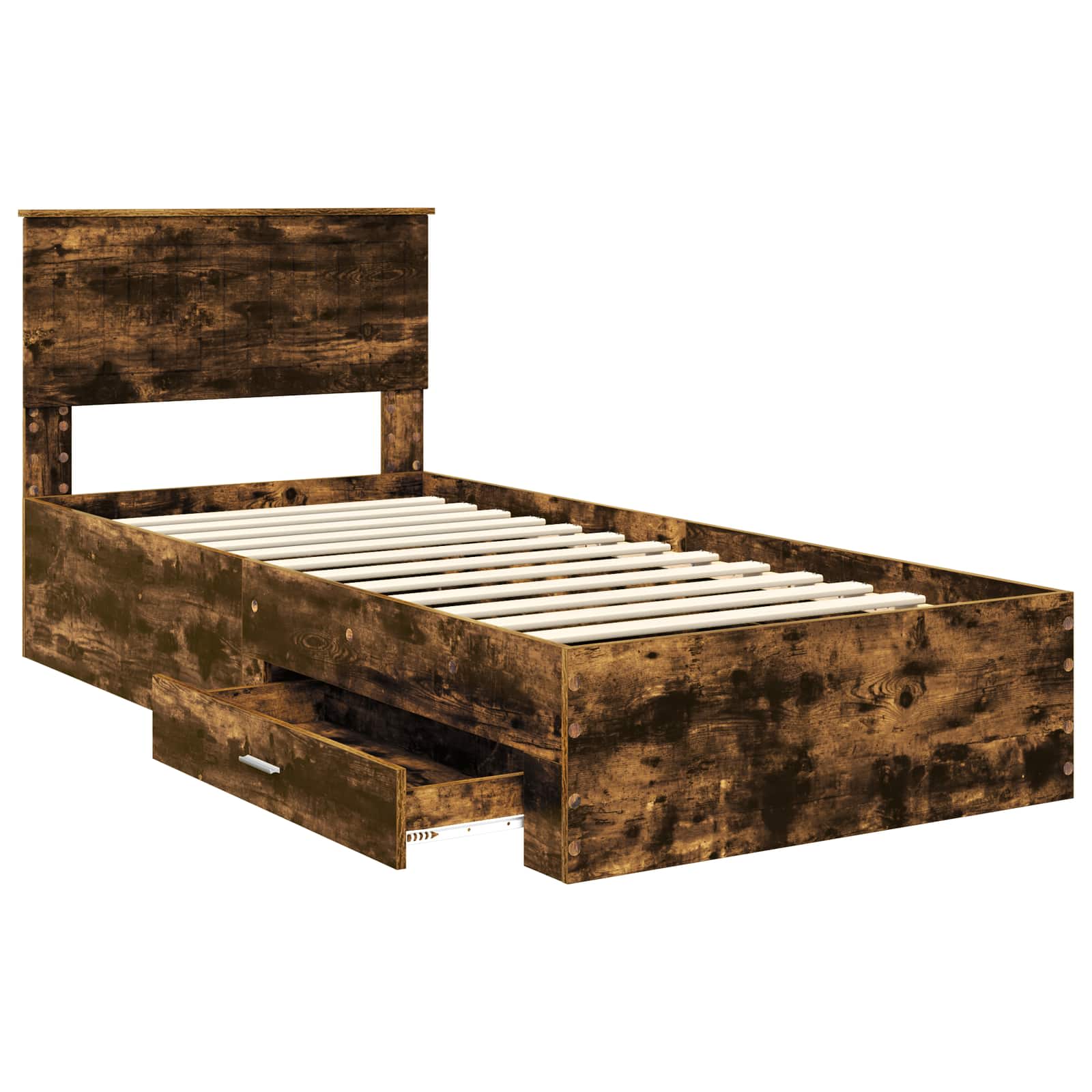 vidaXL Ramka łóżka Dąb wędzony 90 x 190 cm Materiał drewnopochodny