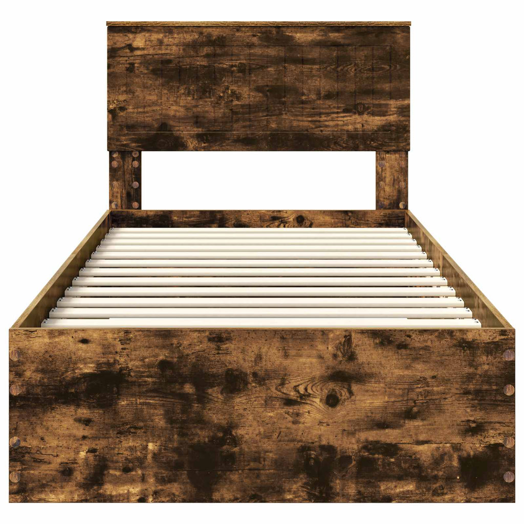 vidaXL Ramka łóżka Dąb wędzony 90 x 190 cm Materiał drewnopochodny
