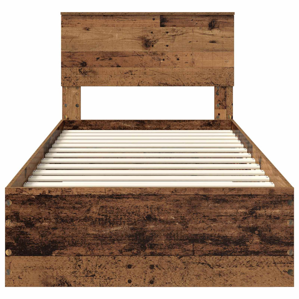 vidaXL Ramka łóżka Stare drewno 90 x 190 cm Materiał drewnopochodny