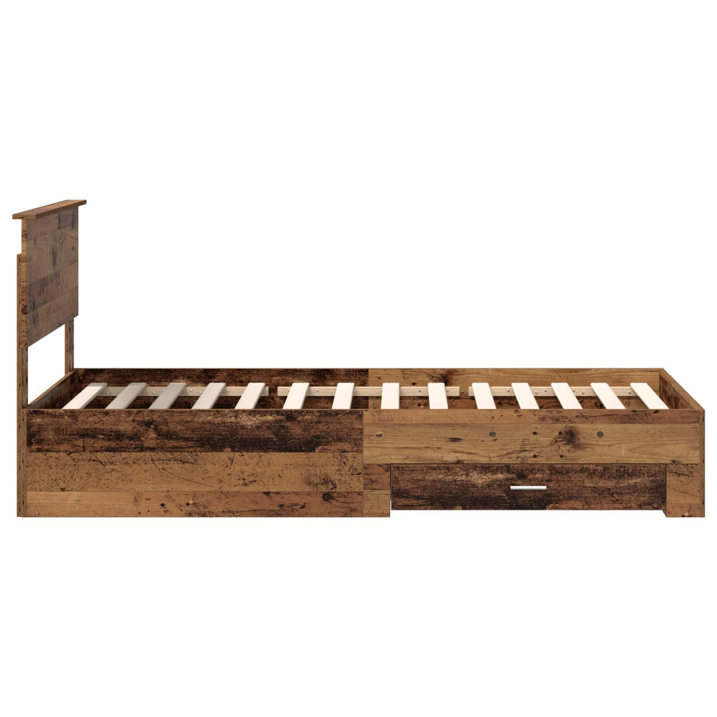 vidaXL Ramka łóżka Stare drewno 90 x 190 cm Materiał drewnopochodny