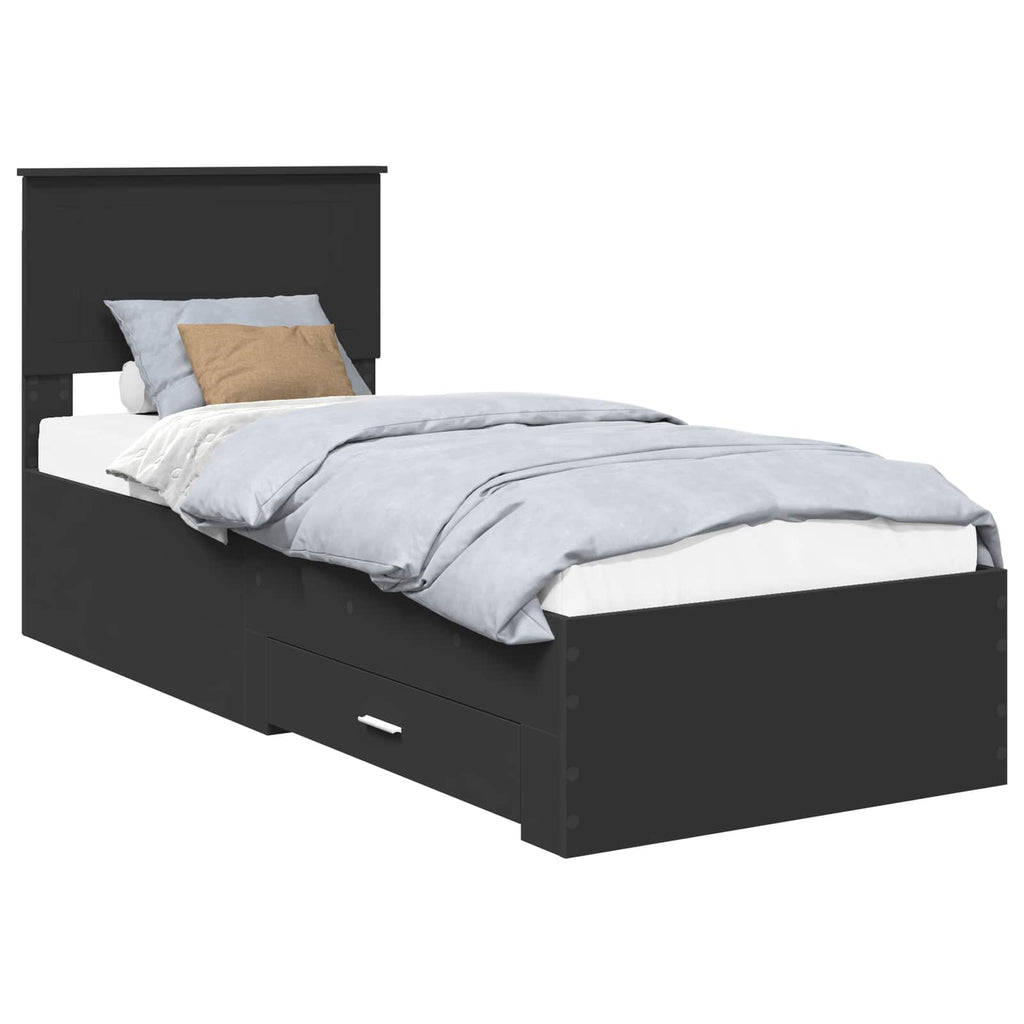 vidaXL Ramka łóżka Z zagłówkiem Czarny i Srebrny 75 x 190 cm