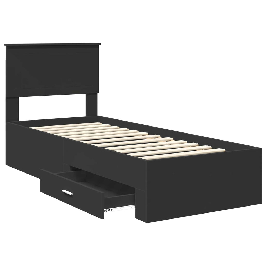 vidaXL Ramka łóżka Z zagłówkiem Czarny i Srebrny 75 x 190 cm