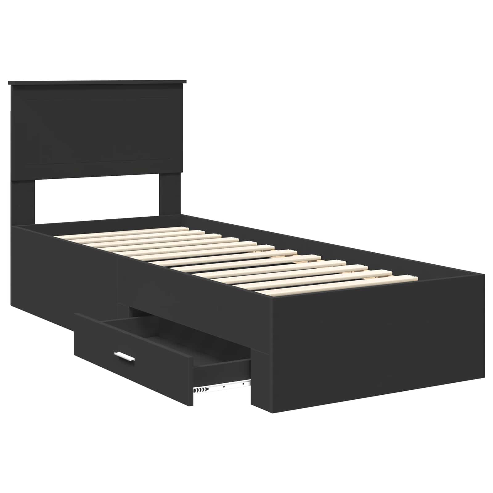 vidaXL Ramka łóżka Z zagłówkiem Czarny i Srebrny 75 x 190 cm