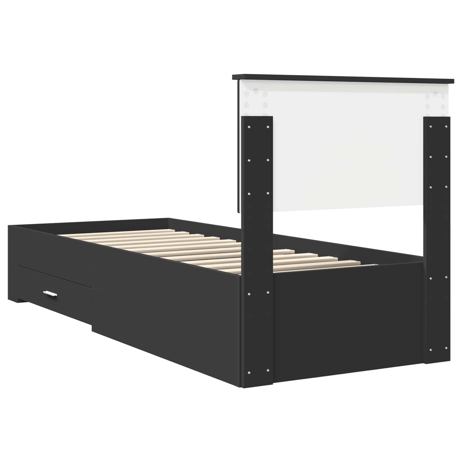 vidaXL Ramka łóżka Z zagłówkiem Czarny i Srebrny 75 x 190 cm