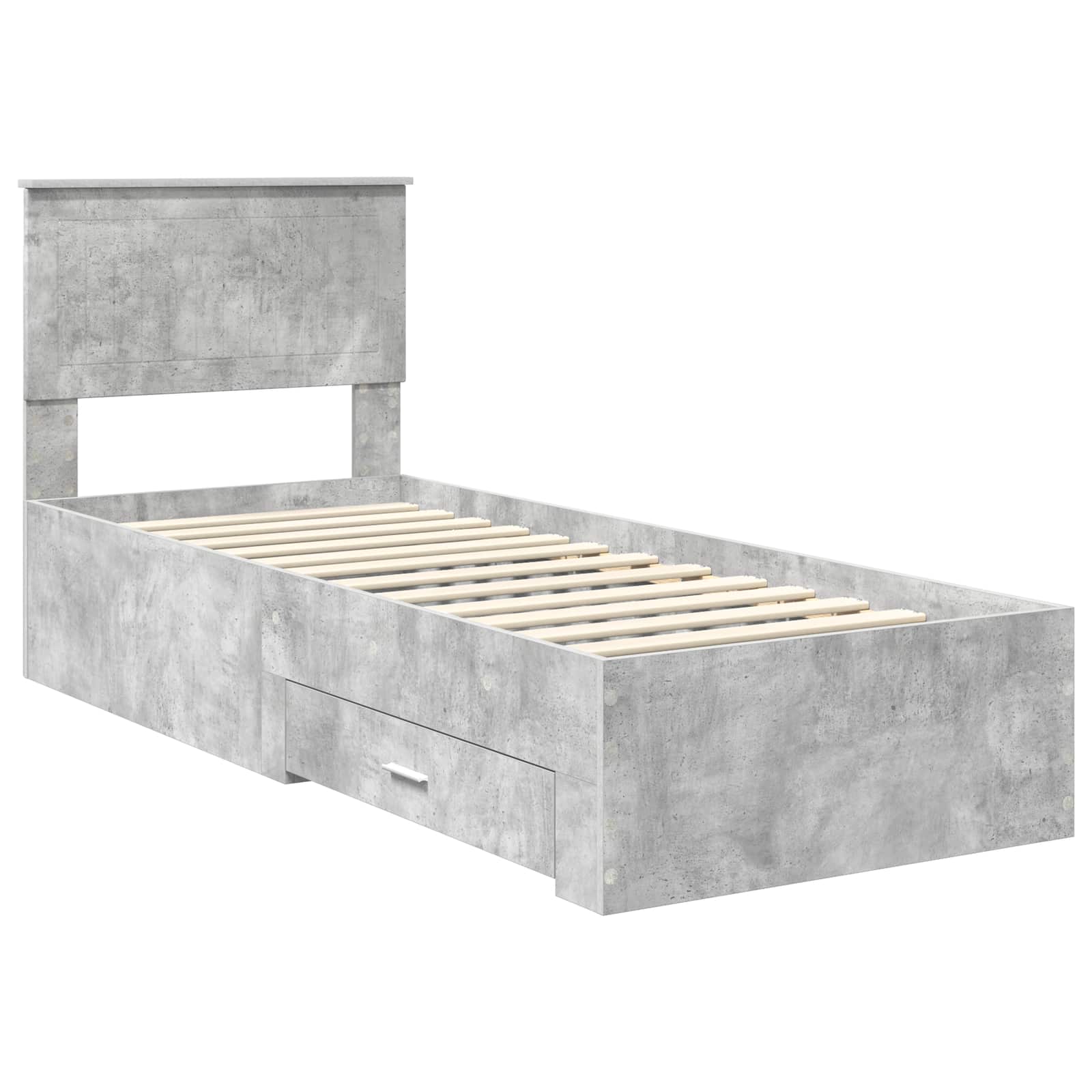vidaXL Ramka łóżka Z zagłówkiem Betonowy szary i srebro 70 x 190 cm
