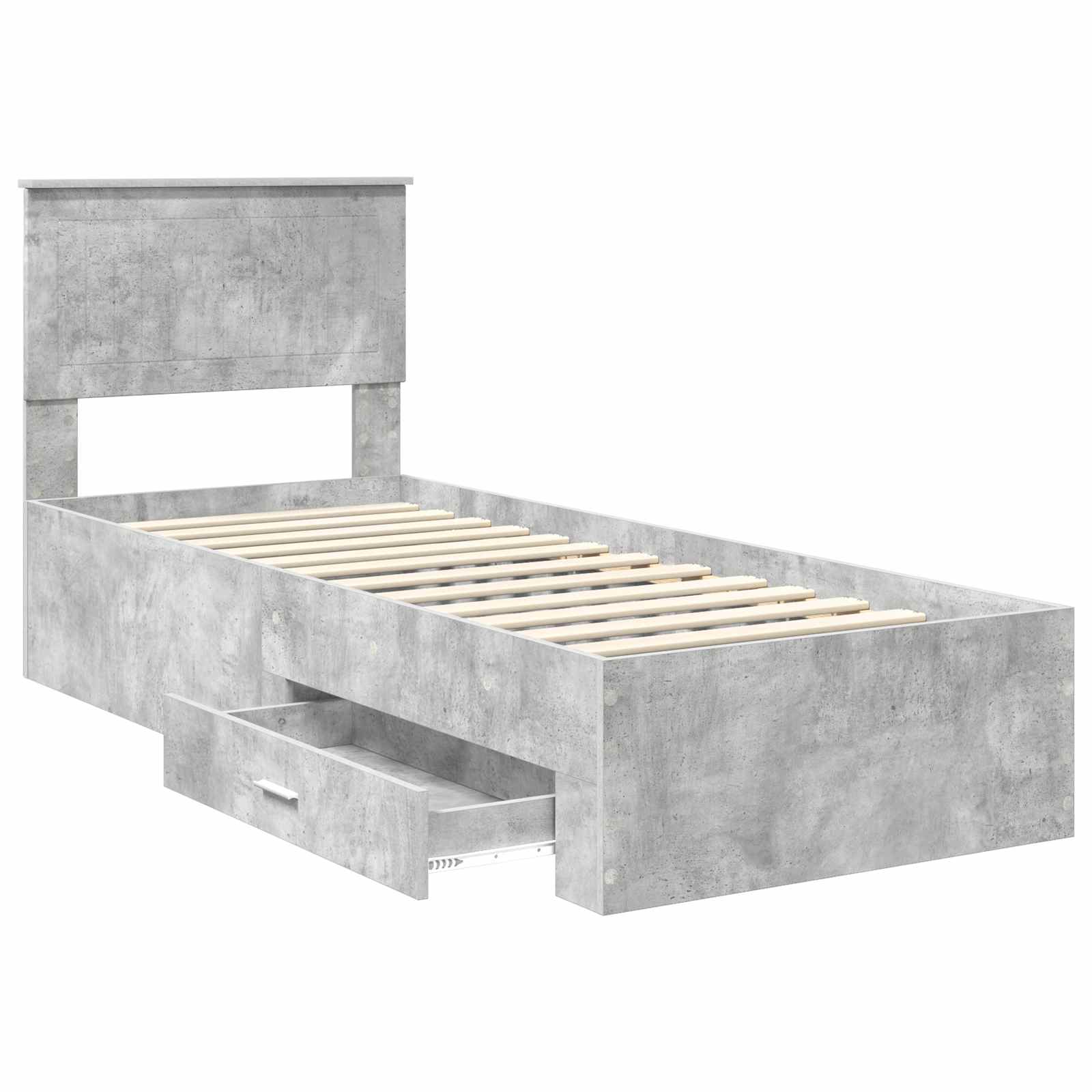 vidaXL Ramka łóżka Z zagłówkiem Betonowy szary i srebro 70 x 190 cm