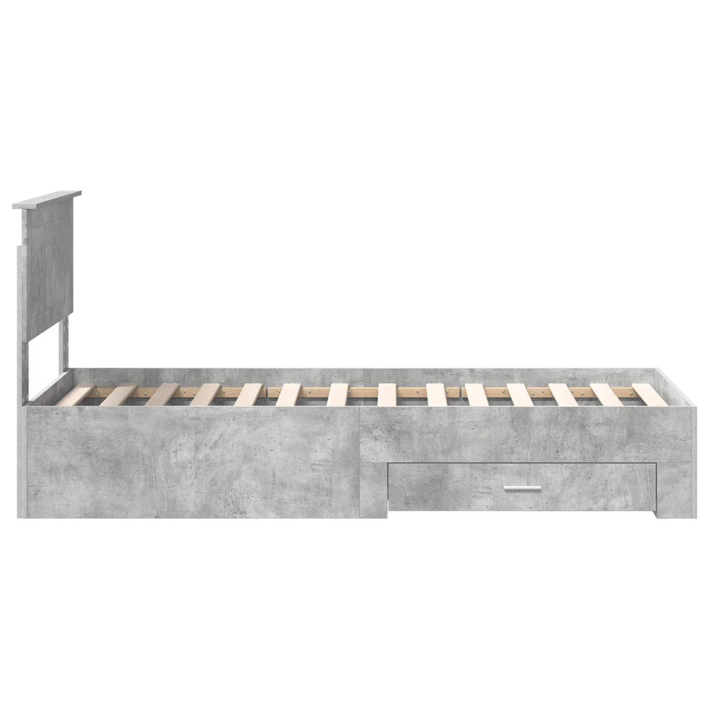 vidaXL Ramka łóżka Z zagłówkiem Betonowy szary i srebro 70 x 190 cm
