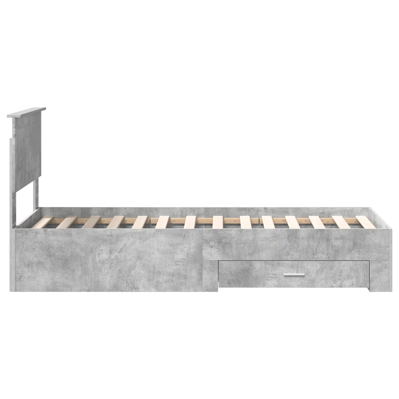 vidaXL Ramka łóżka Z zagłówkiem Betonowy szary i srebro 70 x 190 cm
