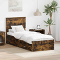 vidaXL Ramka łóżka Z zagłówkiem Wędzone dąb i srebro 75 x 190 cm