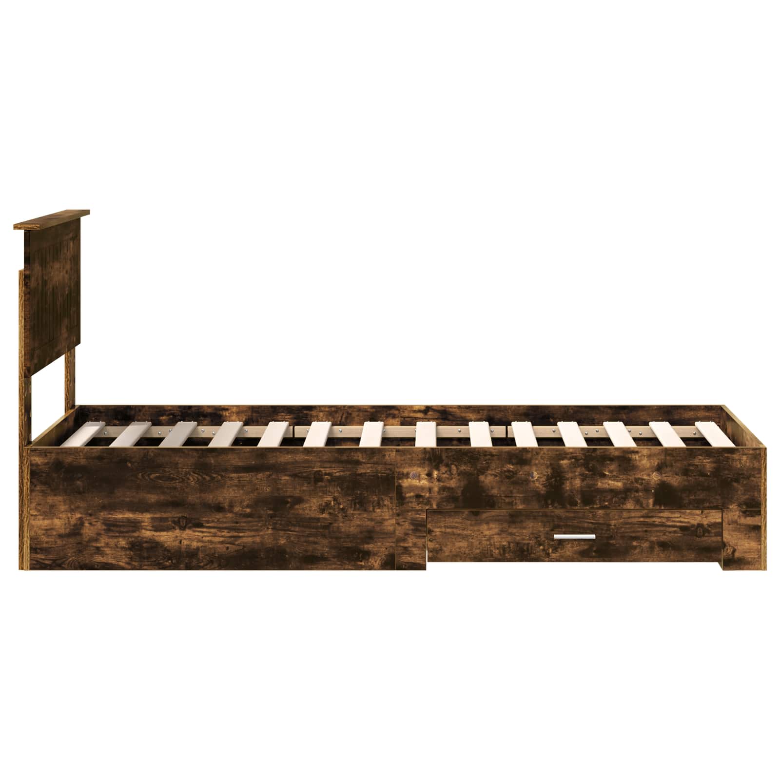 vidaXL Ramka łóżka Z zagłówkiem Wędzone dąb i srebro 75 x 190 cm