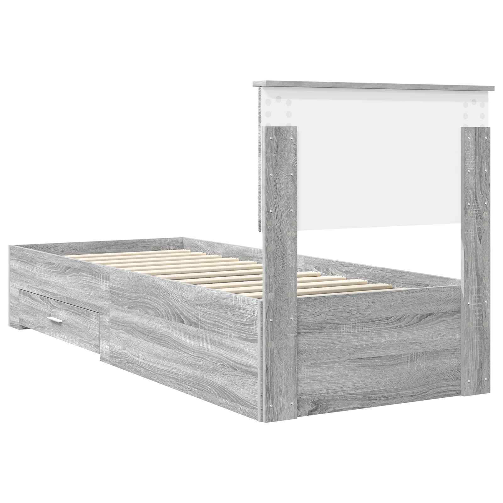 vidaXL Ramka łóżka Z zagłówkiem Szary Sonoma i srebro 75 x 190 cm