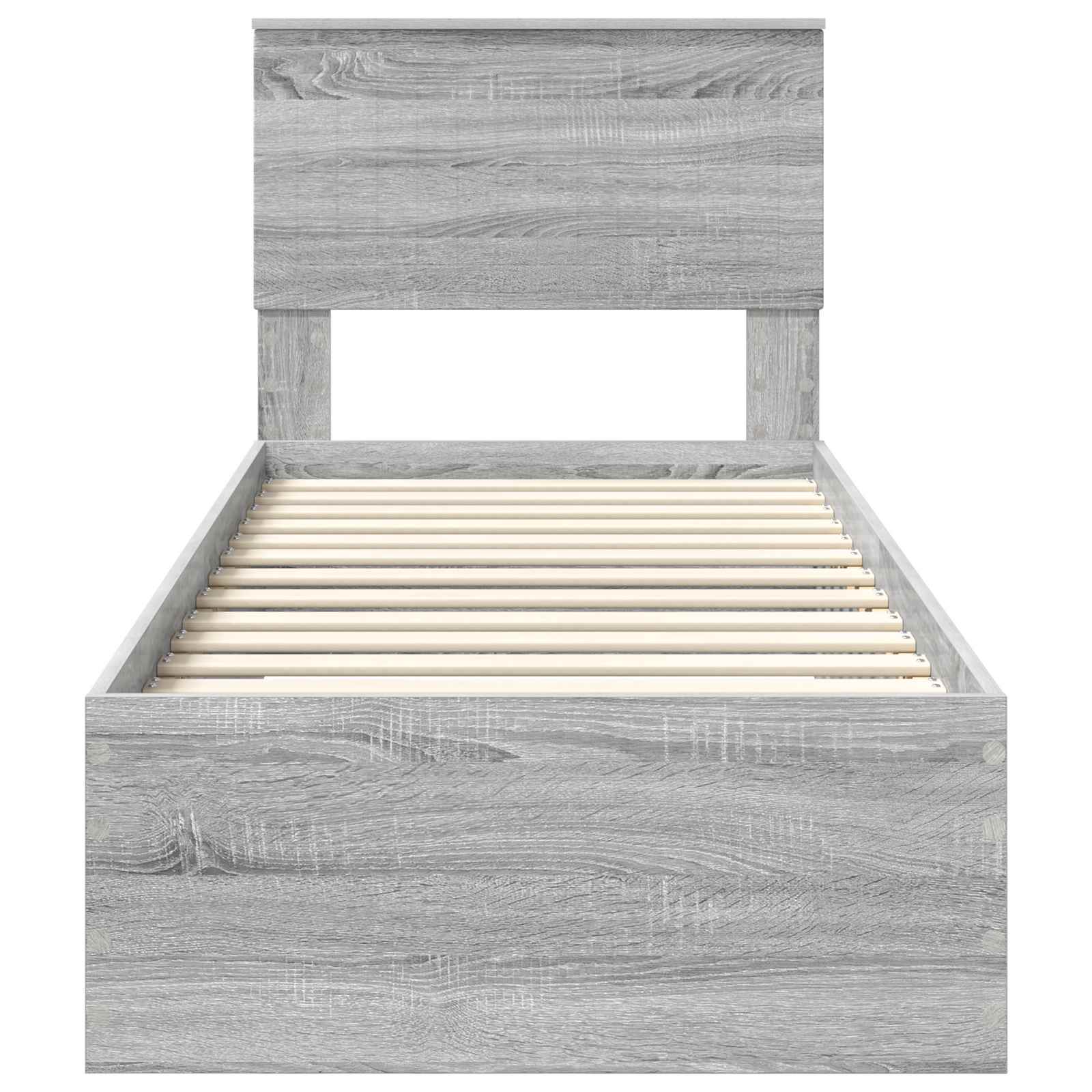 vidaXL Ramka łóżka Z zagłówkiem Szary Sonoma i srebro 75 x 190 cm