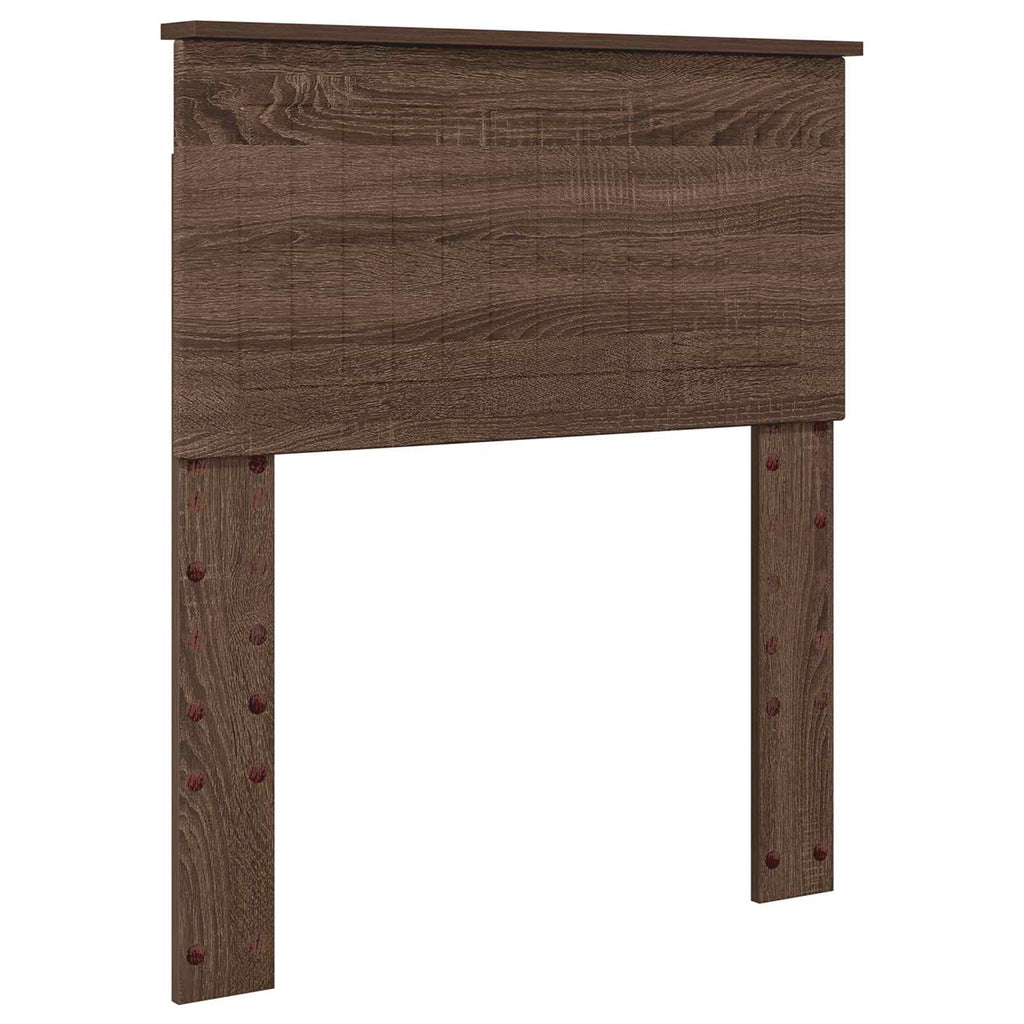 vidaXL Ramka łóżka Z zagłówkiem Brązowy dąb i srebro 75 x 190 cm