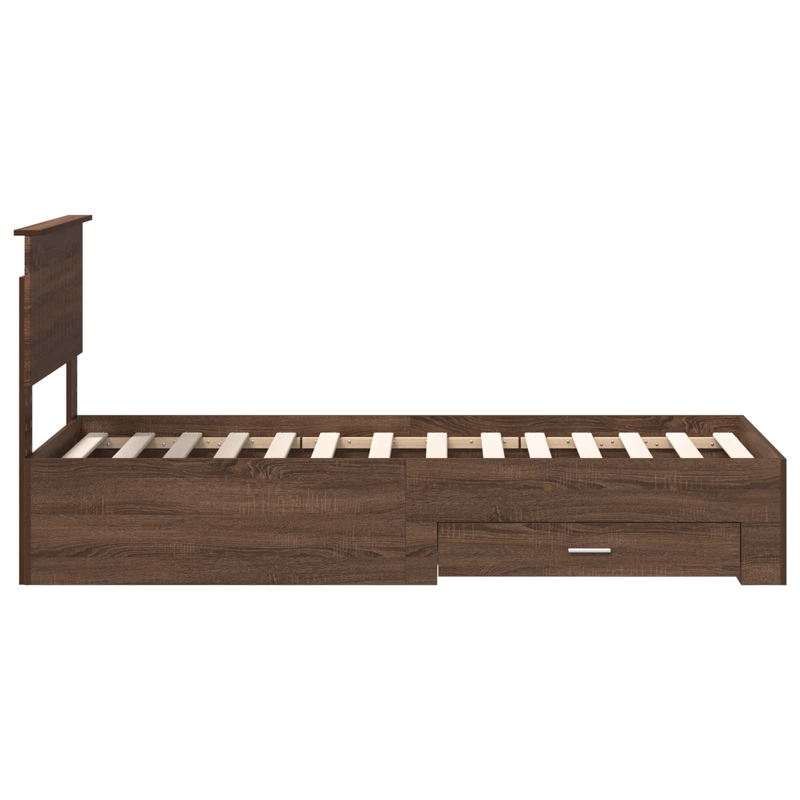 vidaXL Ramka łóżka Z zagłówkiem Brązowy dąb i srebro 75 x 190 cm