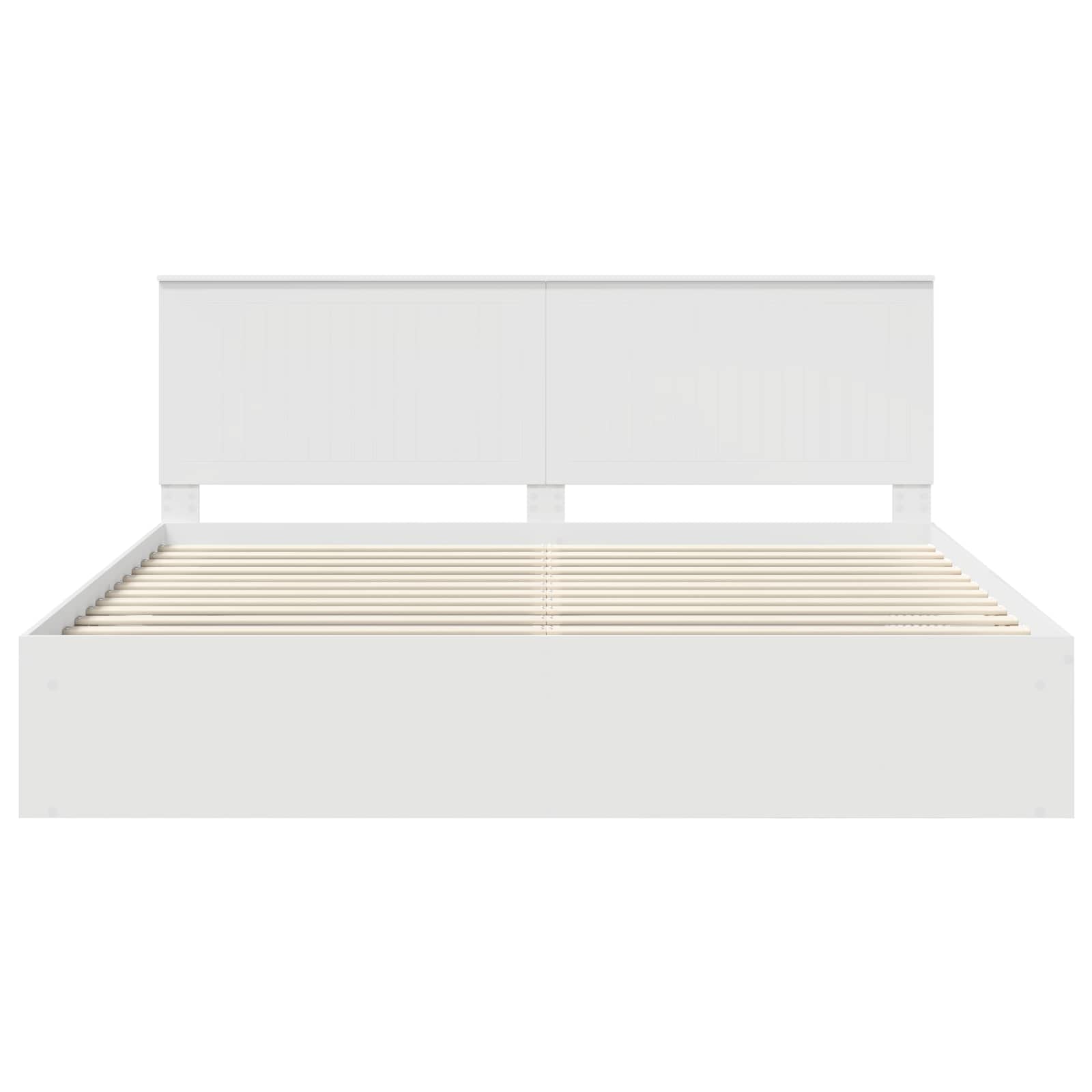 vidaXL Ramka łóżka Z zagłówkiem Biały 200 x 200 cm Lite drewno sosnowe