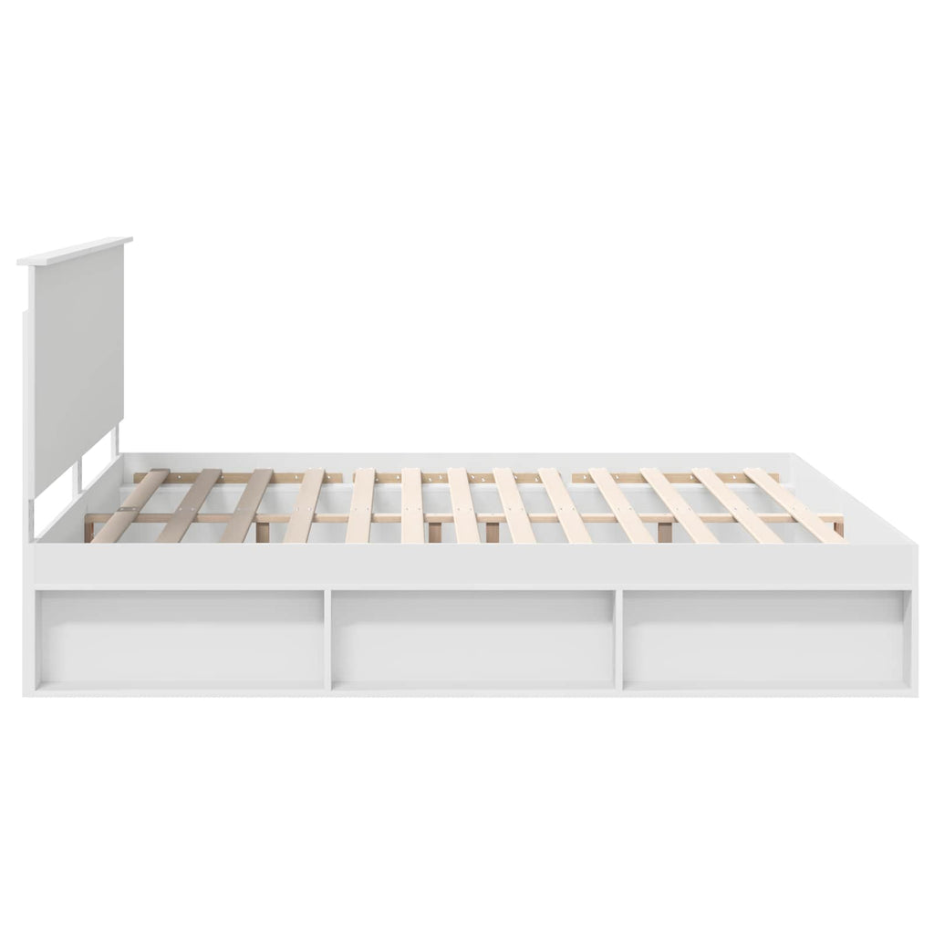 vidaXL Ramka łóżka Z zagłówkiem Biały 200 x 200 cm Lite drewno sosnowe
